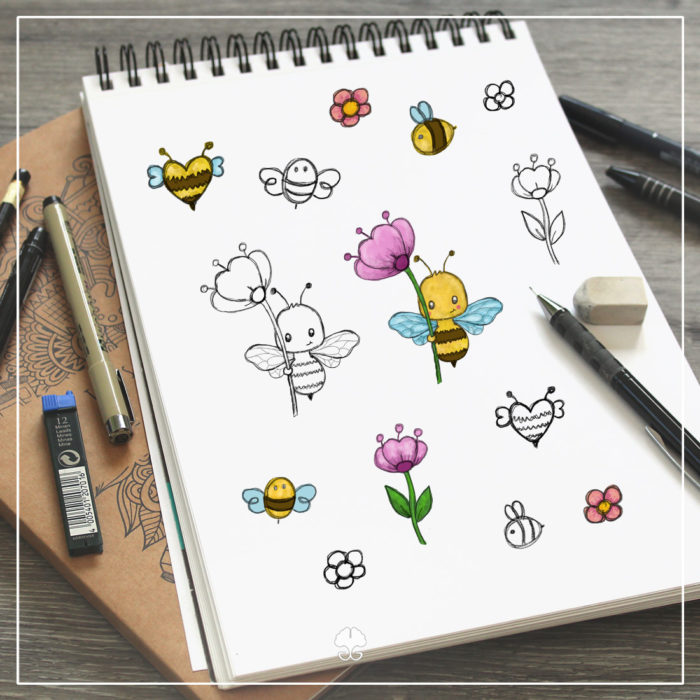 Biene mit Blume - Digistamp Set