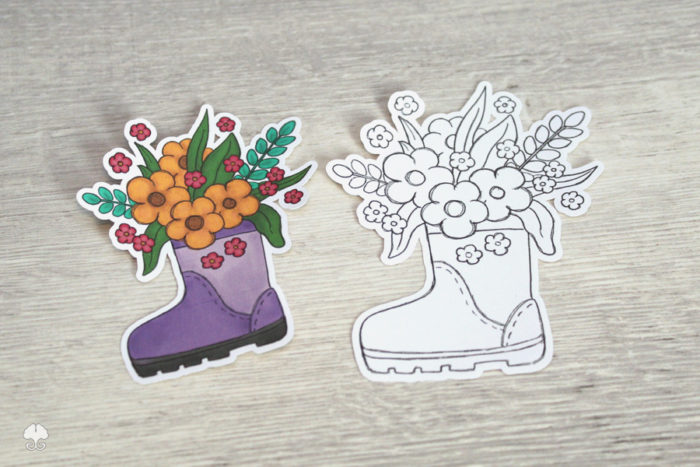 Stiefel mit Blumen - Digistamp