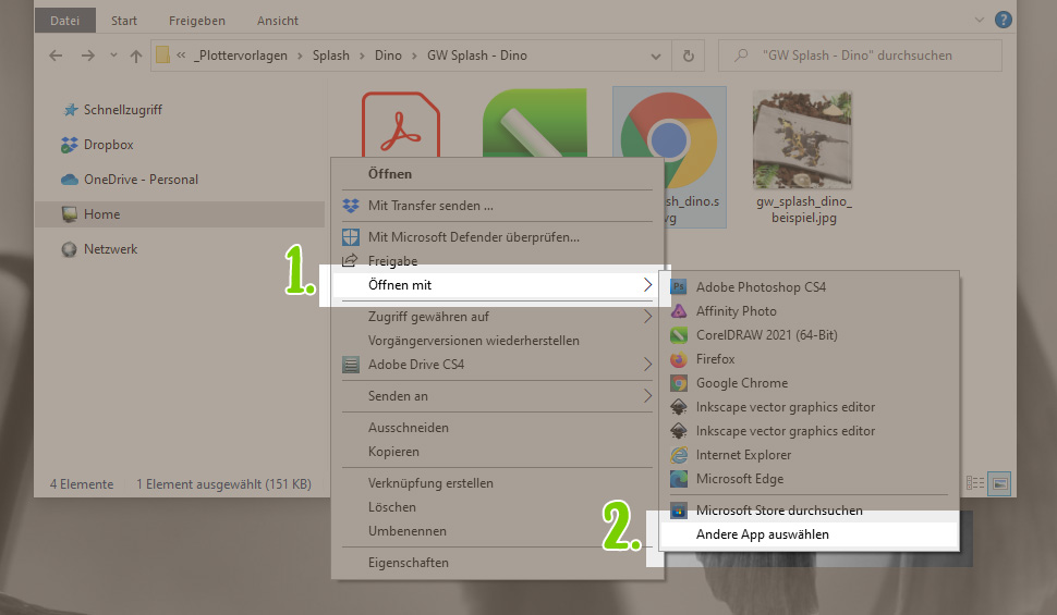 Fehlende SVG - Programm verknüpfen