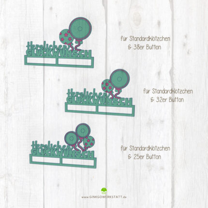 Digitale Vorschau der Datei 3D Klötzchenschrift "Herzlichen Glückwunsch". Zu sehen sind die verschiedenen Elemente, welche Teil des Downloads sind.