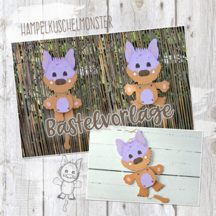 Hampelmärchen "Kuschelmonster" - Bastelvorlage