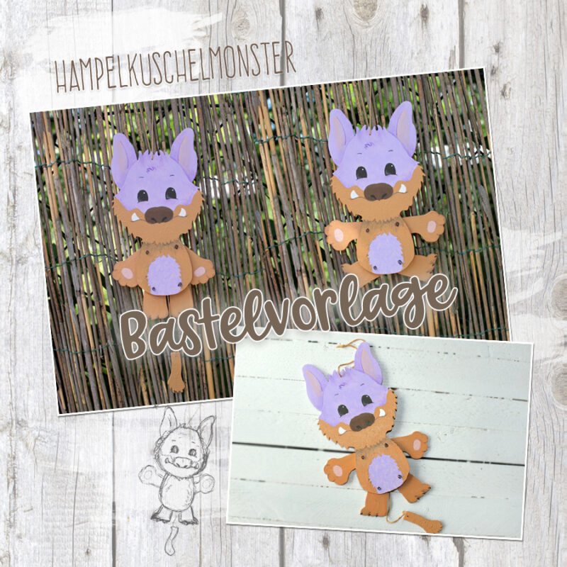 Hampelmärchen "Kuschelmonster" - Bastelvorlage