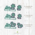 Digitale Vorschau der Datei 3D Klötzchenschrift "Alles Gute". Zu sehen sind die verschiedenen Elemente, welche Teil des Downloads sind.