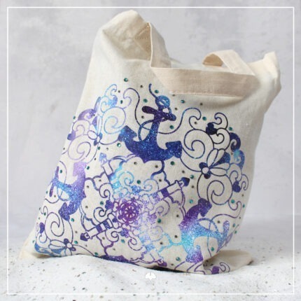 Strass "Mandala Maritim" - Beispiel auf einem Beutel geplottet