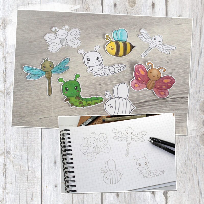 Niedliche Insekten - Digistamp Set