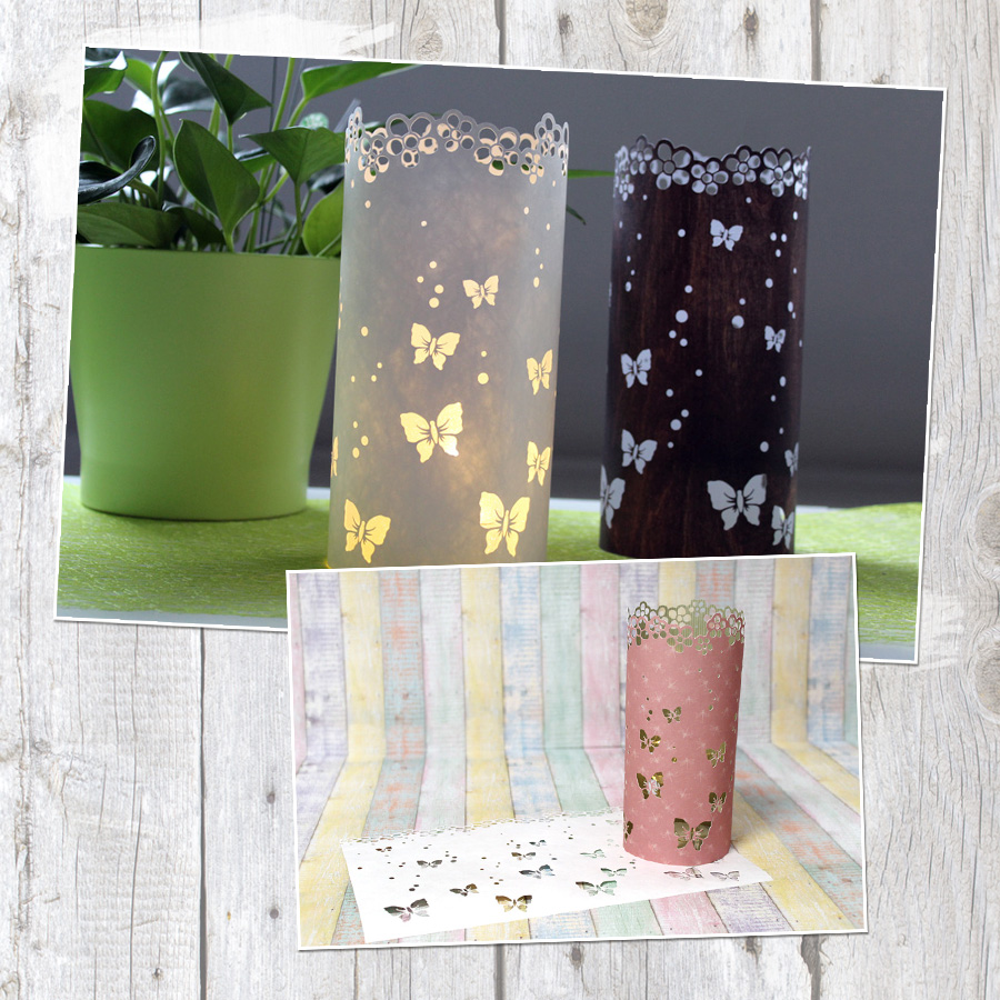 Windlicht "Schmetterlinge" - Bastelvorlage